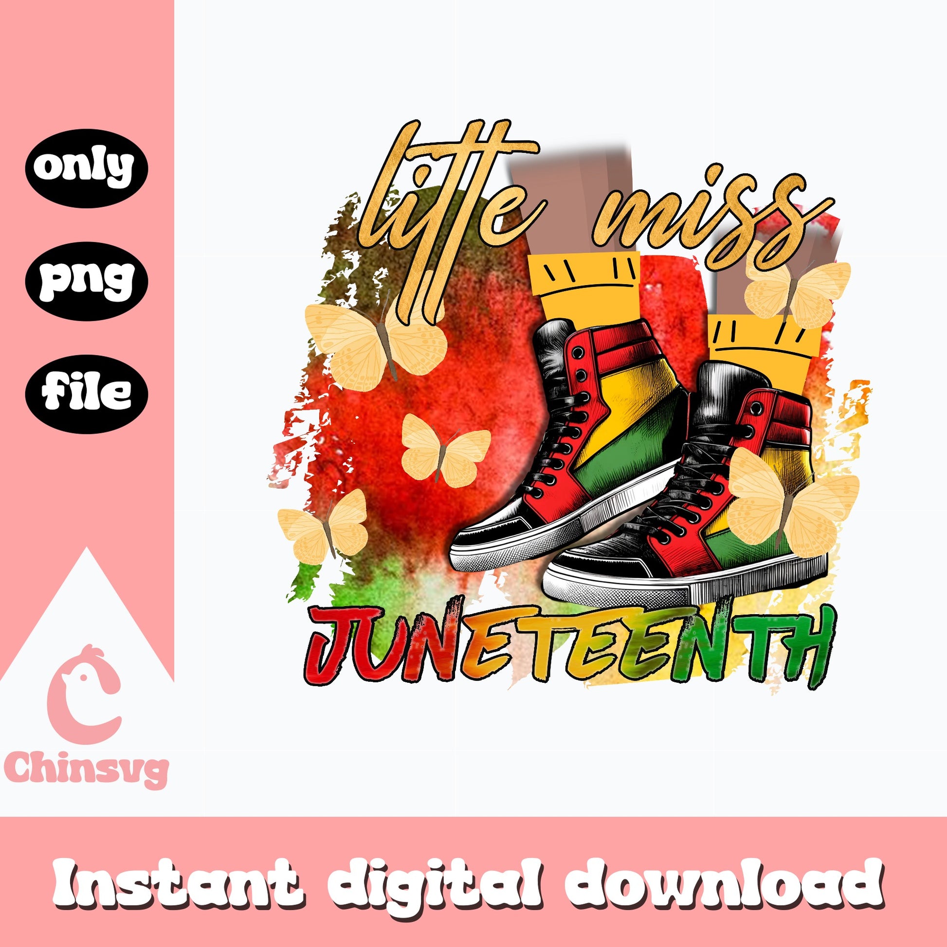 Little Miss Juneteenth PNG, Black History Sneakers PNG, Juneteenth PNG