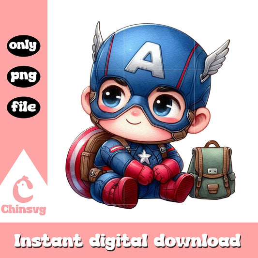 Little captain america back to school png, marvel school png