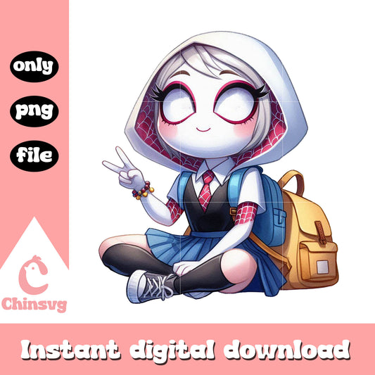 Little gwen stacy spider back to school png, marvel school png