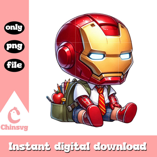 Little iron man back to school png, marvel school png