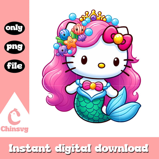 Little mermaid hello kitty png, kitty cat png, cartoon characters png