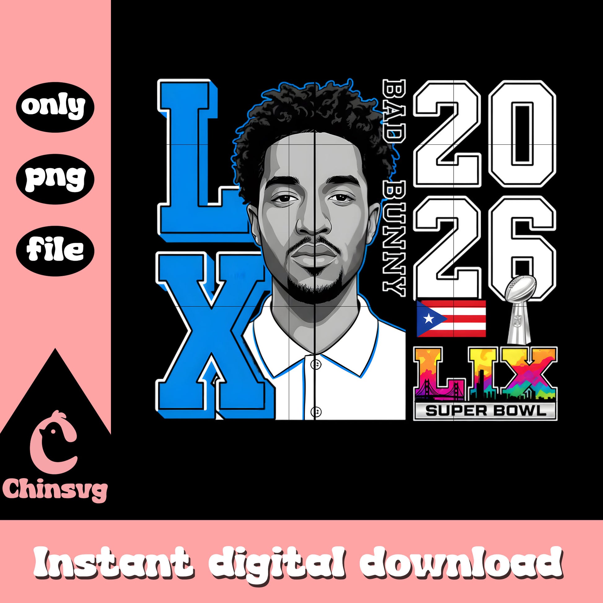 Lix super bowl 2026 png, bad bunny at super bowl​ png