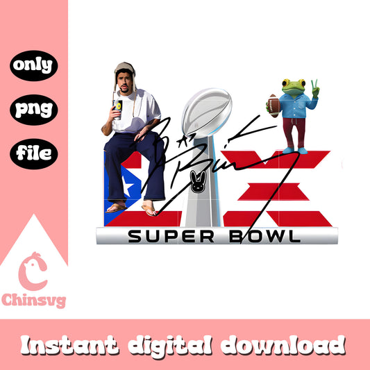 Lix super bowl design png, bad bunny signature png