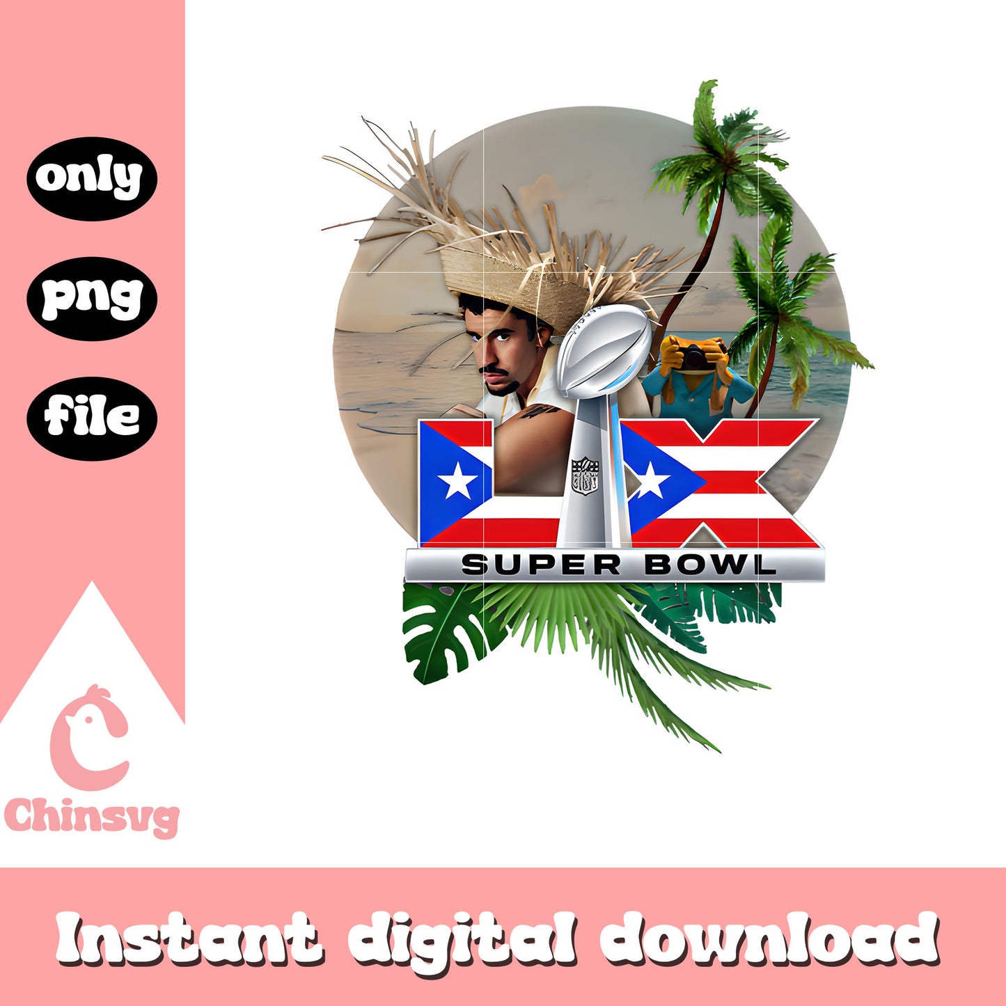 Lix super bowl logo design png, bad bunny concerts png
