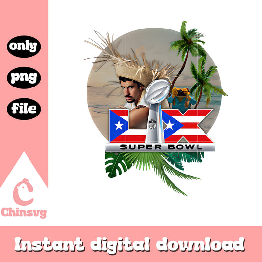 Lix super bowl logo design png, bad bunny concerts png