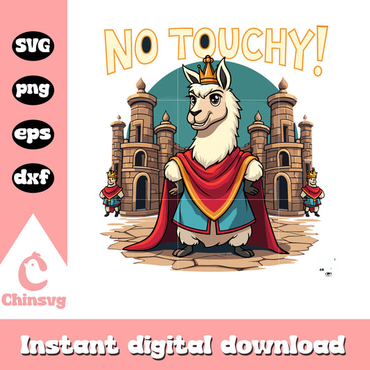 Llama king no touchy svg, llama svg, cartoon characters svg