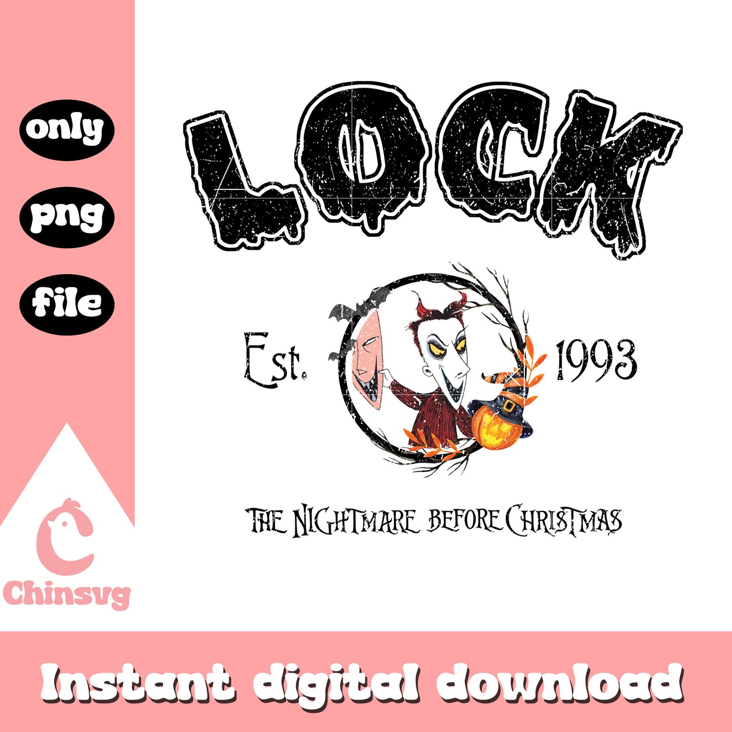 Lock est 1993 nightmare movie art png, night before christmas lock png