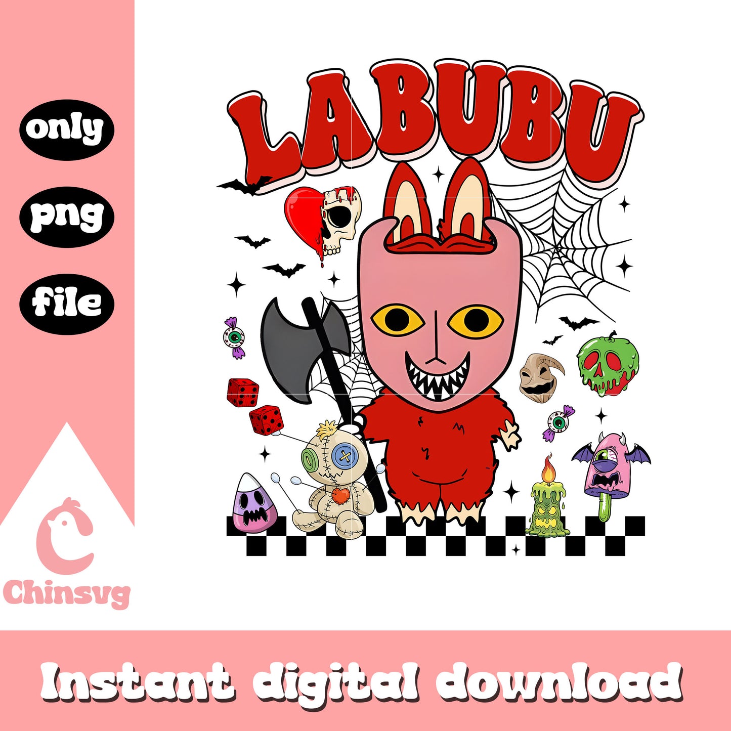 Lock labubu halloween design png, lock nightmare before christmas png