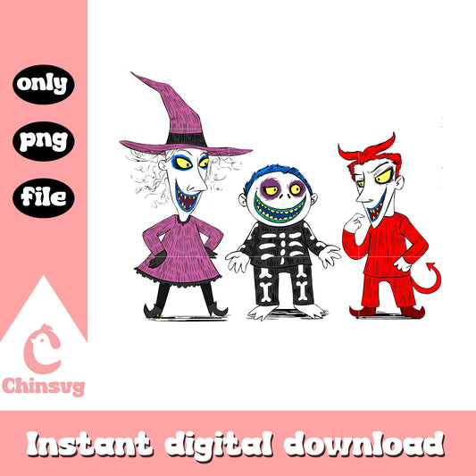 Lock shock barrel gothic clipart png, nightmare before christmas film png