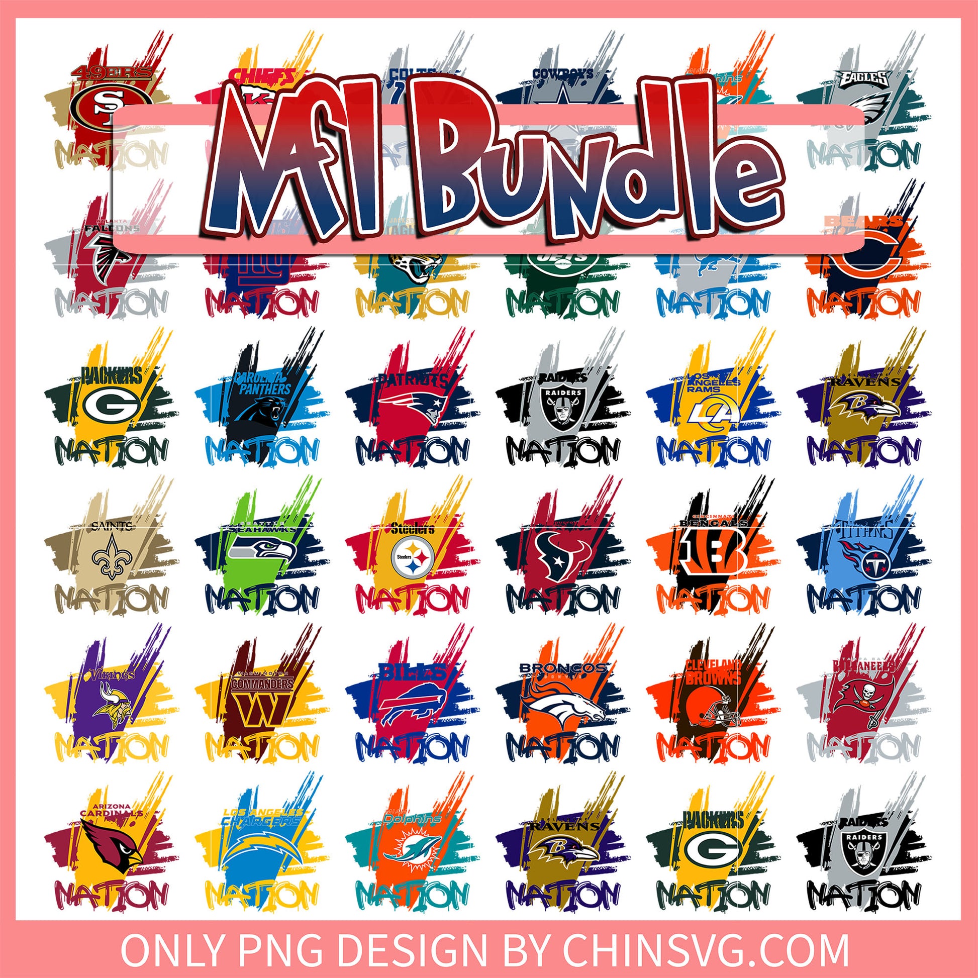 Logo 32 nfl team nation bundle png, all 32 nfl teams​ png