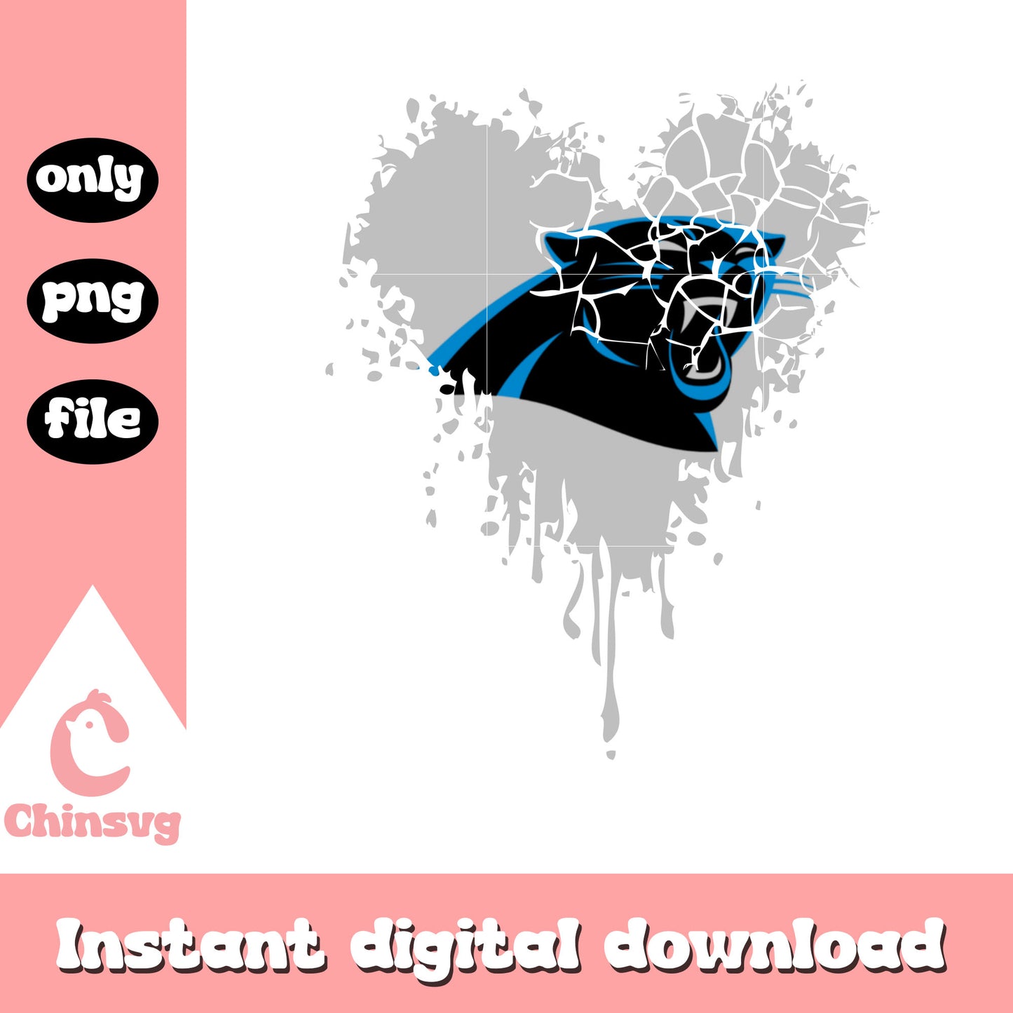 Logo Carolina Panthers heart design png, logo team png