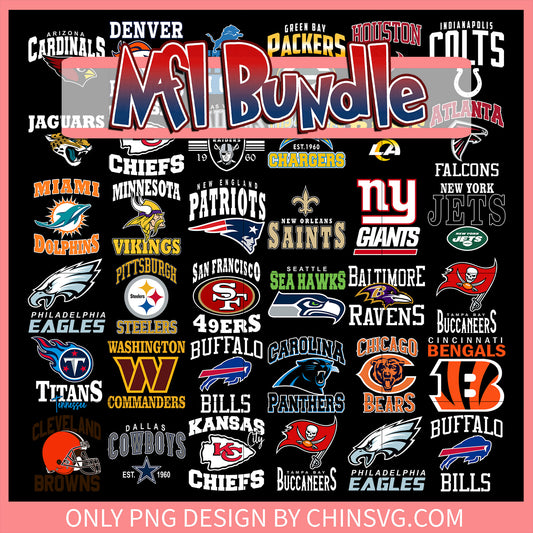 Logo nfl design bundle png, all 32 nfl teams​ png, football nfl png