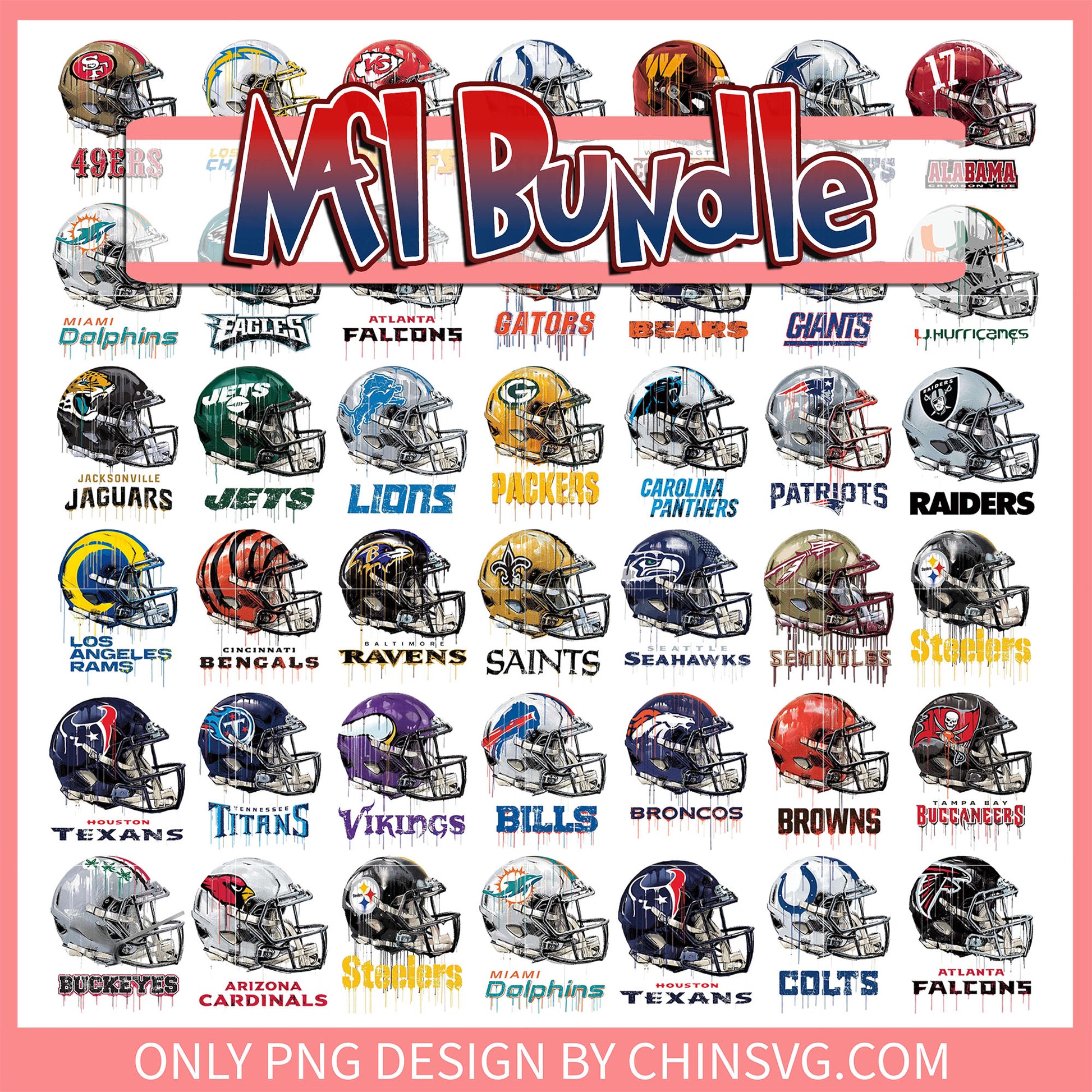 Logo nfl helmet water dropping bundle png, nfl sports png​, nfl football png