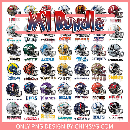 Logo nfl helmet water dropping bundle png, nfl sports png​, nfl football png