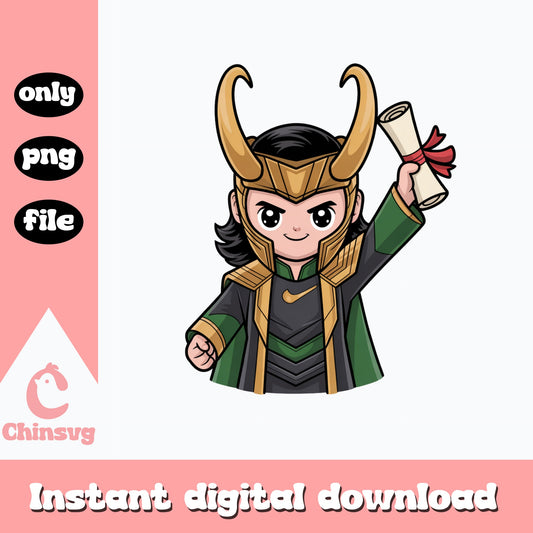 Loki Graduation Clipart PNG, Marvel Superhero PNG, Cute Loki PNG