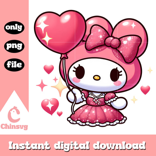 Lolita my melody on valentine day png, sanrio png, valentine day png