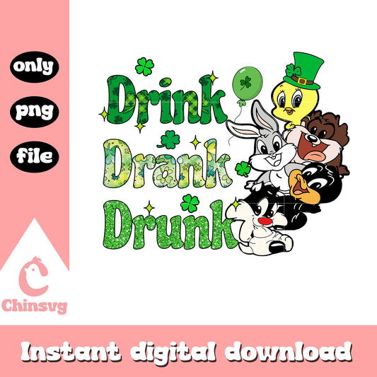 Looney tunes characters drink drank drunk png, st. patrick's day png