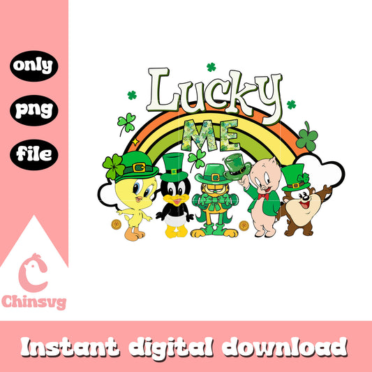 Looney tunes characters lucky me png, saint patrick day png