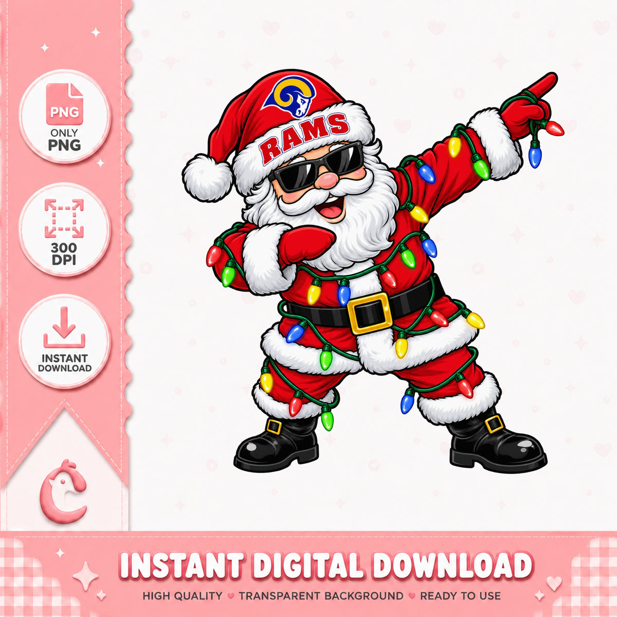 Los Angeles Rams Santa Claus PNG, Dabbing Santa Christmas, NFL PNG