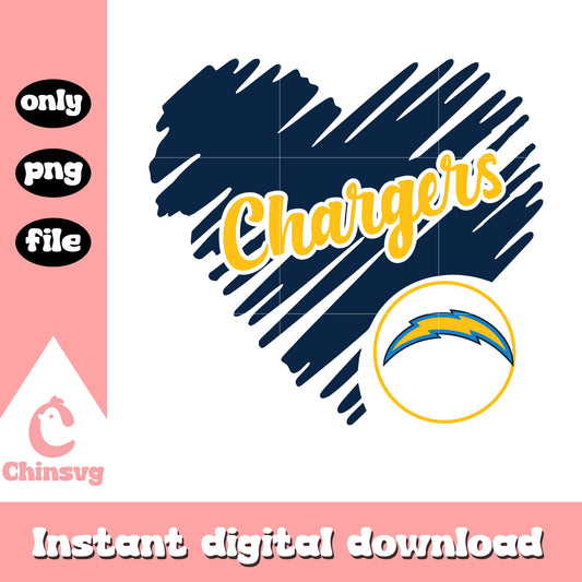 Los angeles chargers heart shaped football logo svg, los angeles chargers sticker svg