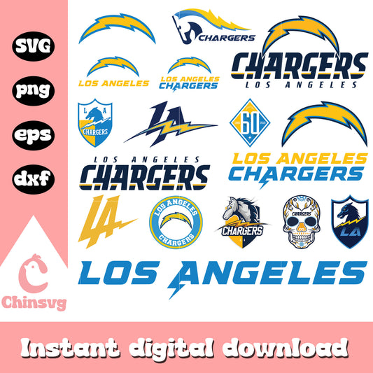 Los angeles chargers logo bundle design svg, los angeles chargers svg