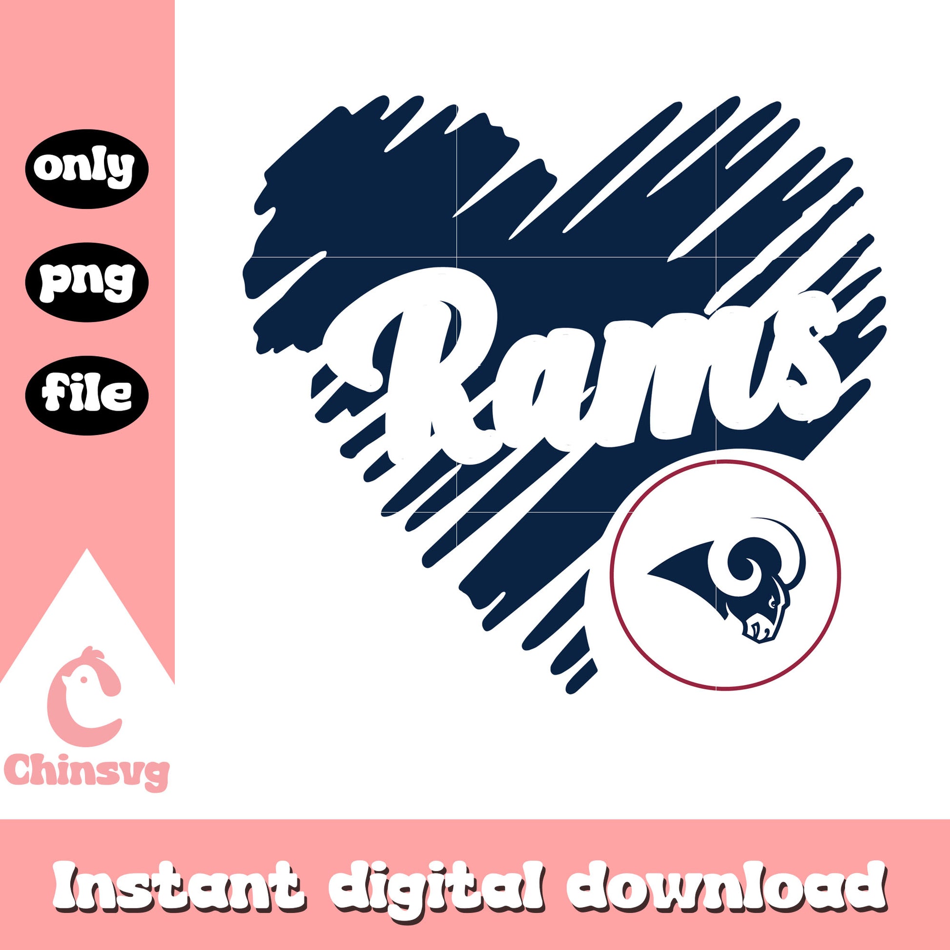 Los angeles rams heart shaped football logo svg, los angeles rams sticker svg