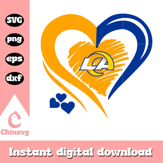 Los angeles rams nfl team heart shape svg, la rams logo history svg