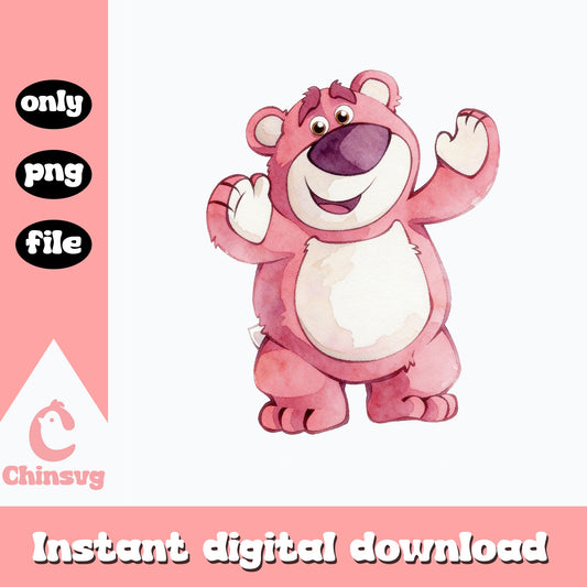 Lotso Bear Watercolor PNG, Toy Story Bear Clipart, Disney PNG