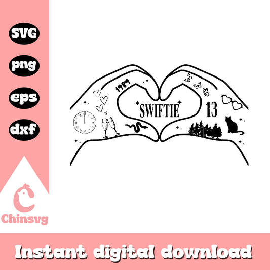 Love Swiftie svg, heart hand svg, Taylor Swift svg