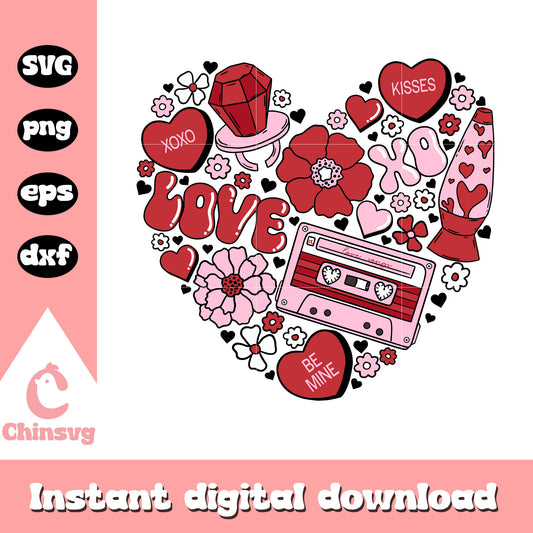Love Valentines Day doodle design svg, love valentine svg