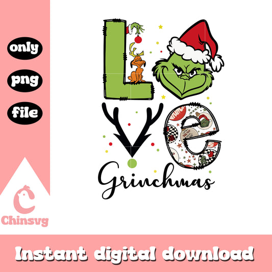 Love grinchmas font christmas design png, grinch and max png​