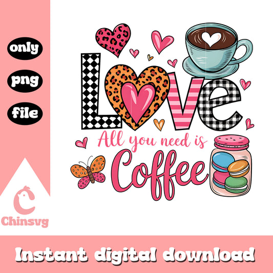 Love all you need is coffee png, coffee png, valentine png