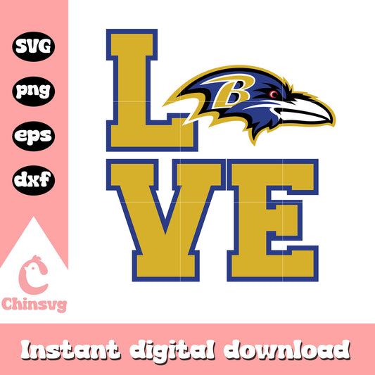 Love baltimore ravens logo design svg, nfl streams svg