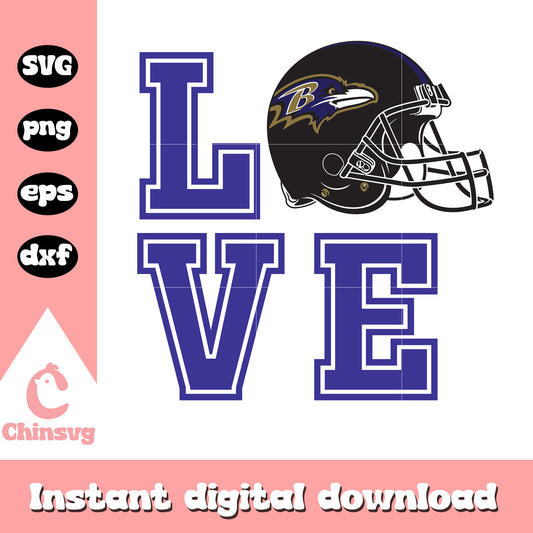 Love baltimore ravens team design svg, rugby helmet svg