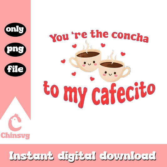 Love conchas cafecito valentine png, design valentines day png