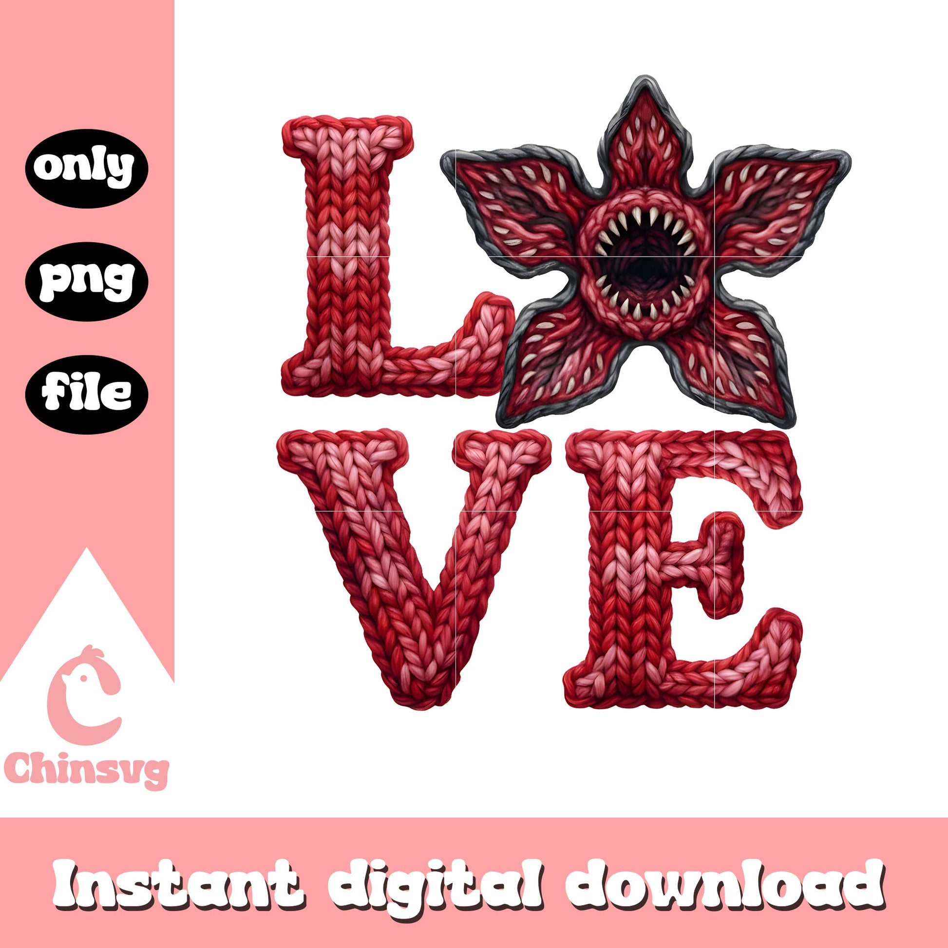 Love demogorgon face design png, stranger things valentines​ png