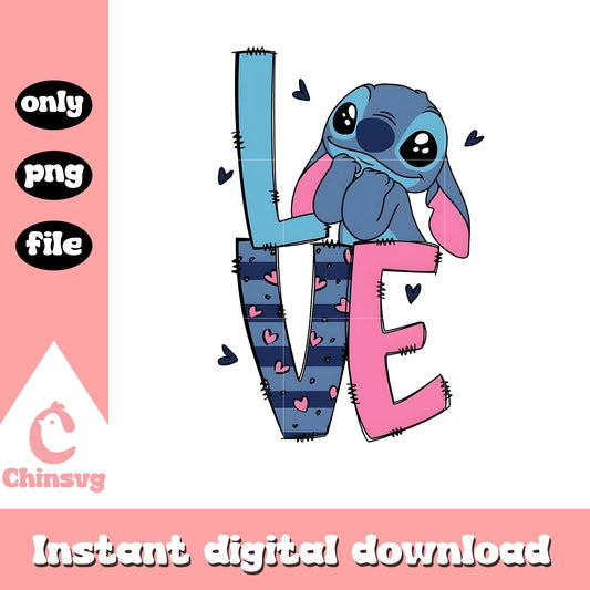 Love design stitch valentine png, stitch valentines day png