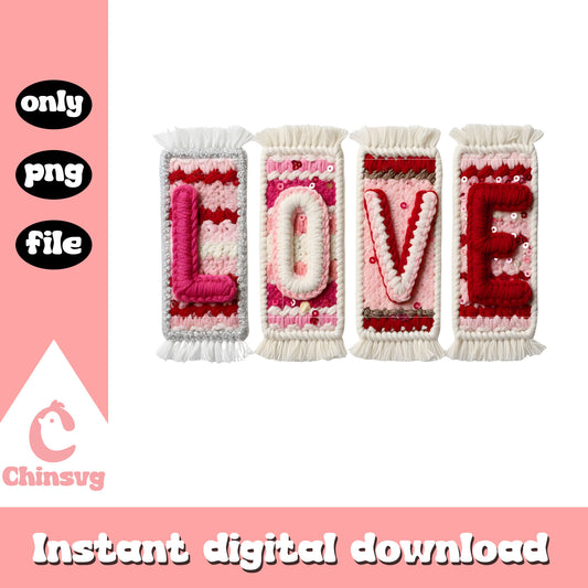 Love design valentine crochet png, heart valentine's day png