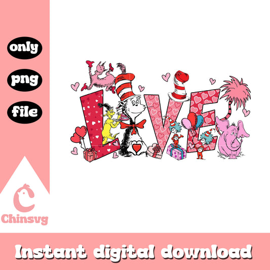 Love dr.seuss character valentine png, dr.seuss characters png