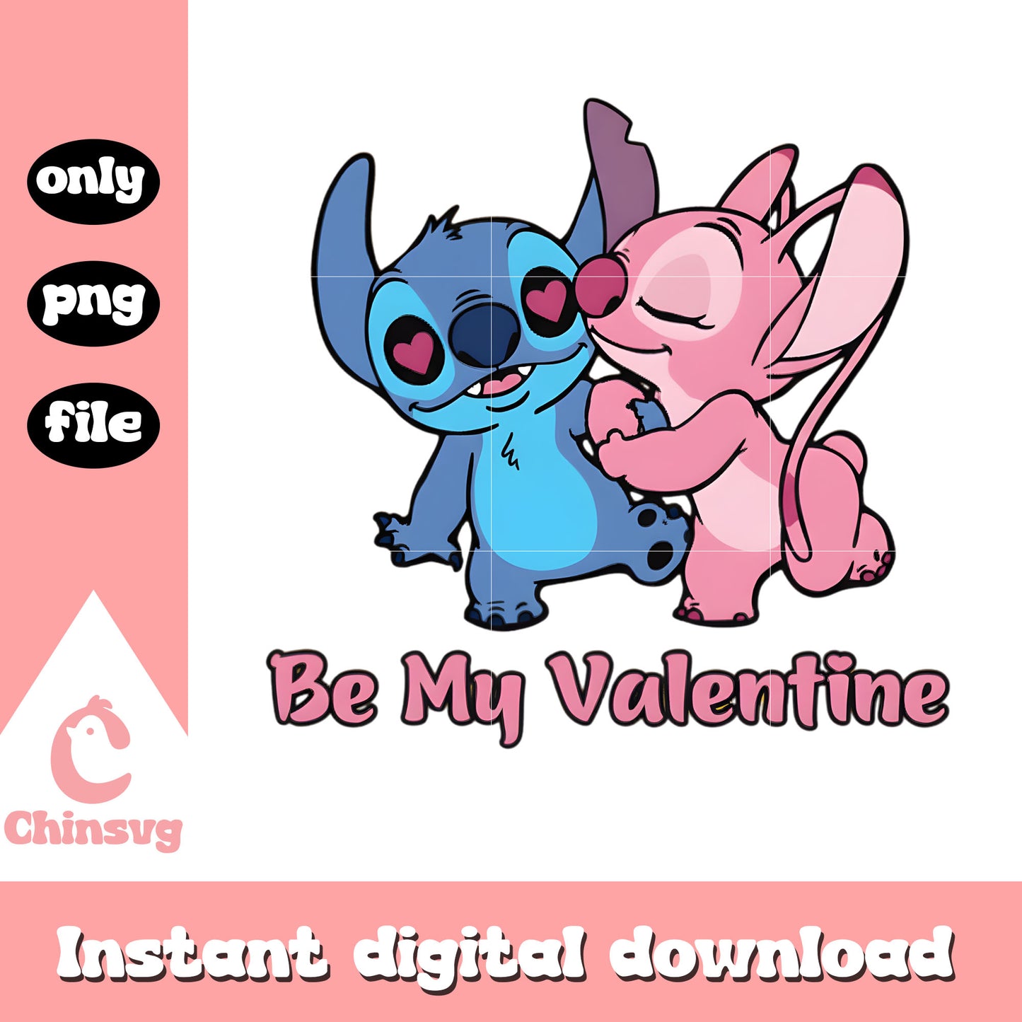 Love eye couple valentine png, stitch valentine​​ png