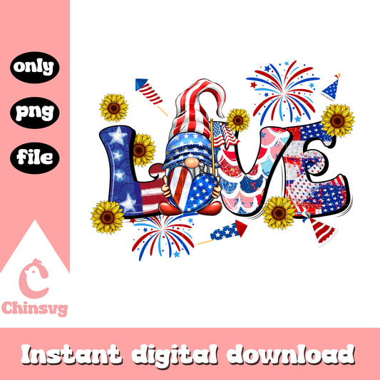 Love gnomes 4th of july png, cute gnomes freedom day png