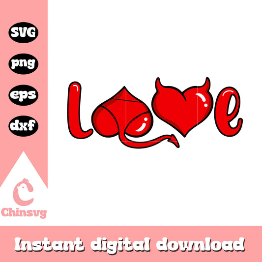 Love heart devil valentine design svg, love valentine​ svg
