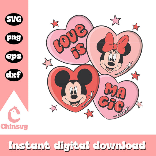 Love is magic mickey minnie head svg, magic svg, valentine svg