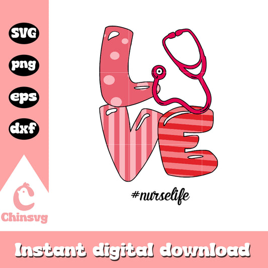 Love nurse valentine design svg, nurse love​ svg, valentine svg