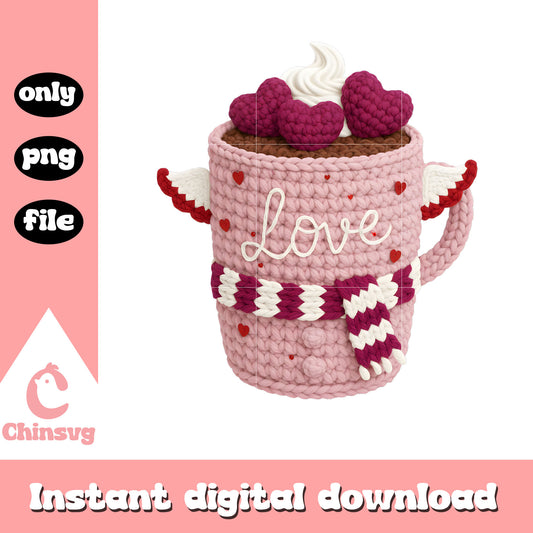Love pink coffee valentine png, valentines coffee png