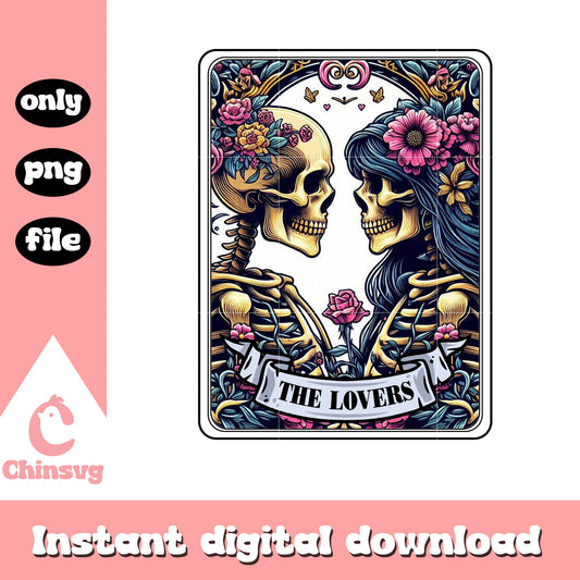Lovers tarot card png, skeleton png, tarot reading png