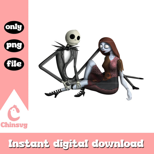 Love sally and jack design png, jack skellington sally png