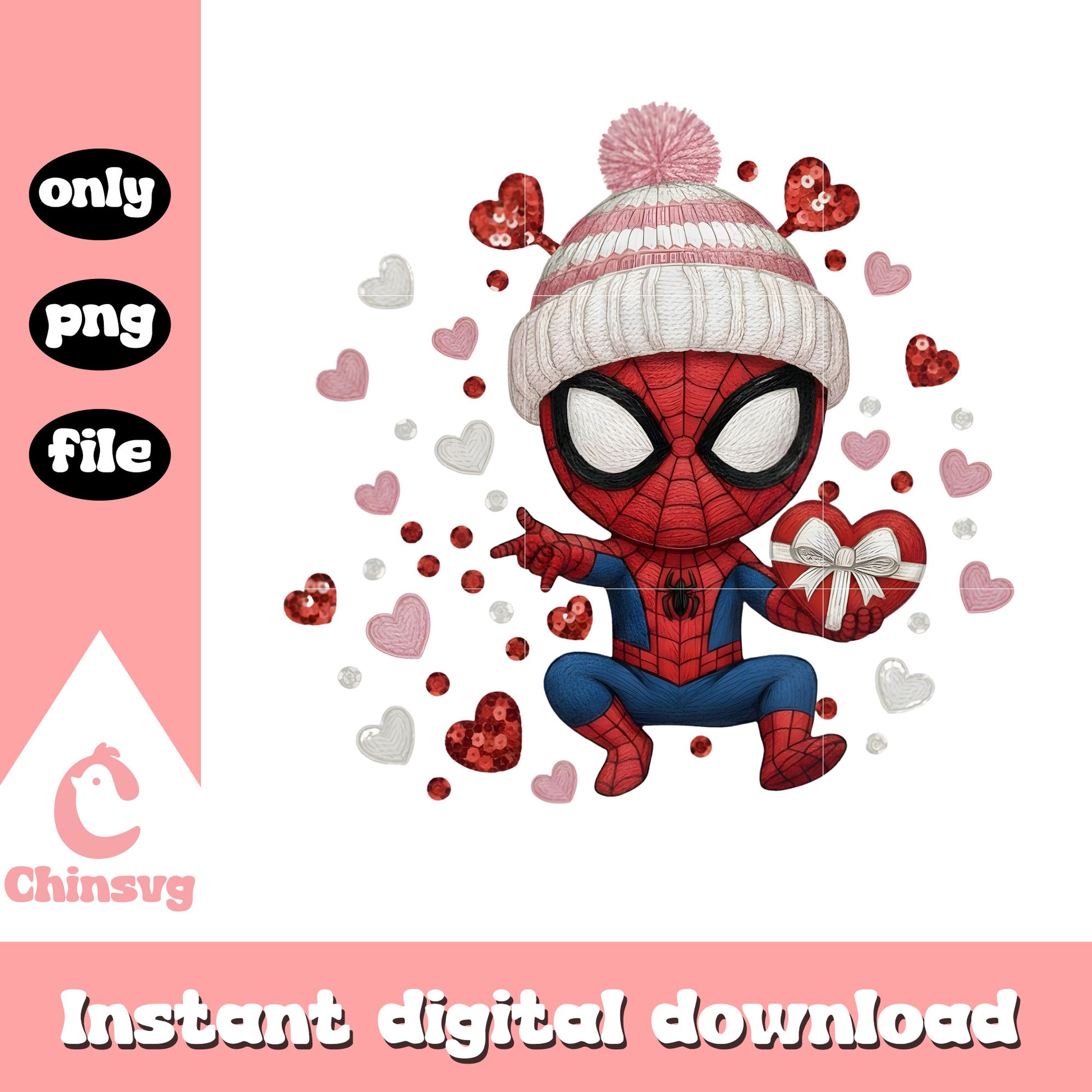 Love spider man crochet png, spider man valentines png