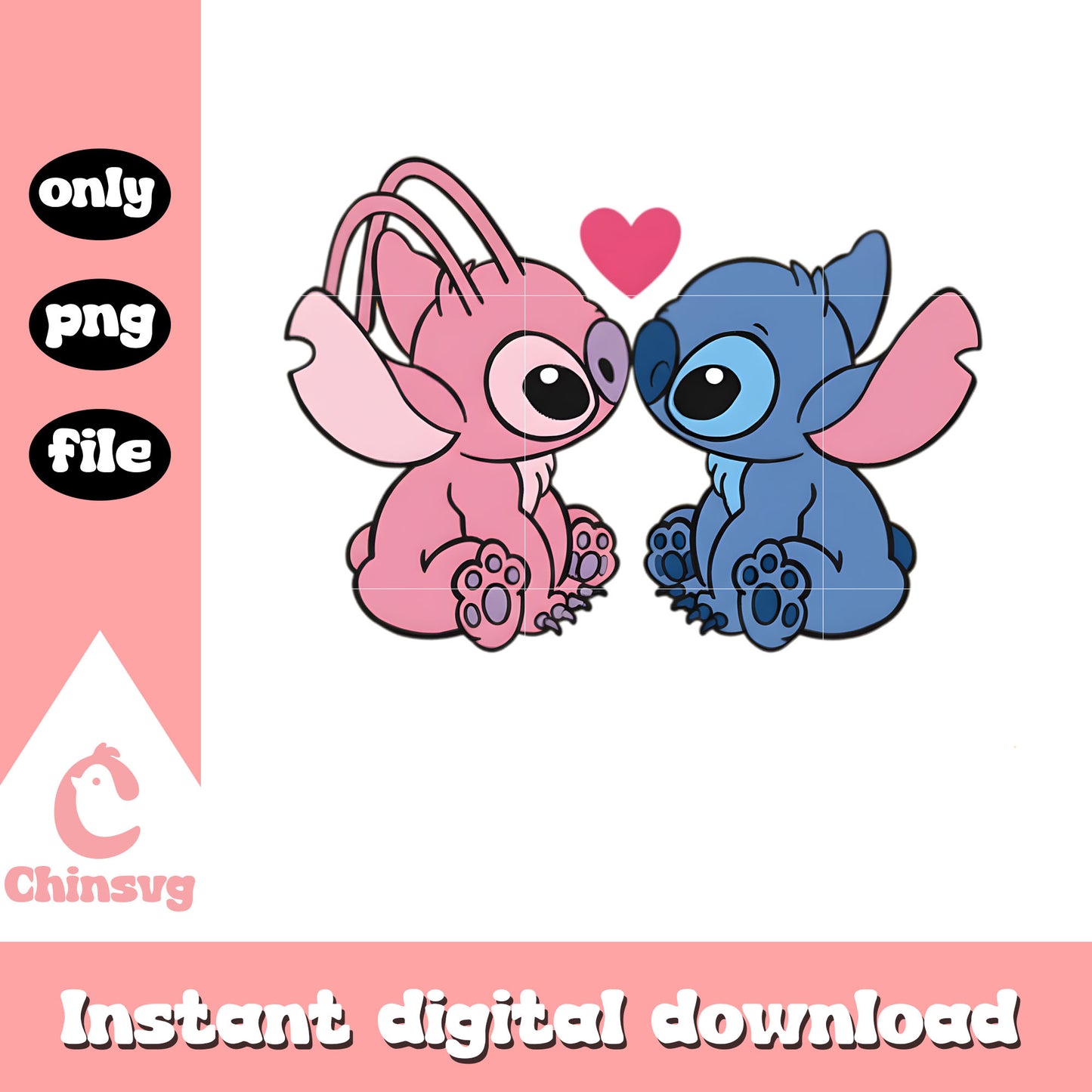Love stitch angel valentine png, stitch and angel valentines​​​ png