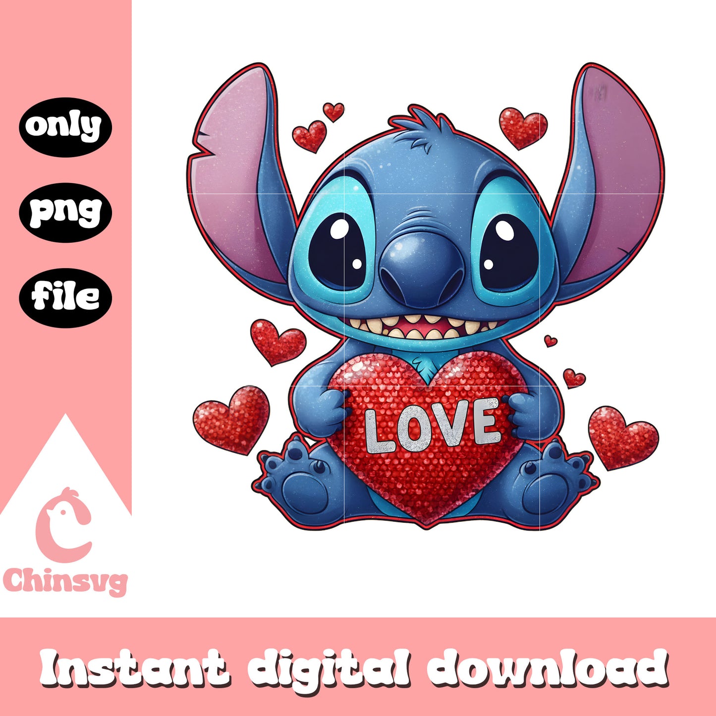 Love stitch character valentine png, valentines stitch​​ png